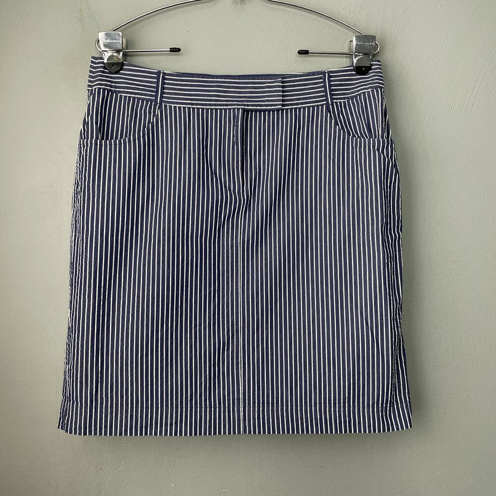 Van Heusen Stripe Seersucker Pencil Skirt Size 10 Blue White Coastal Chic Preppy